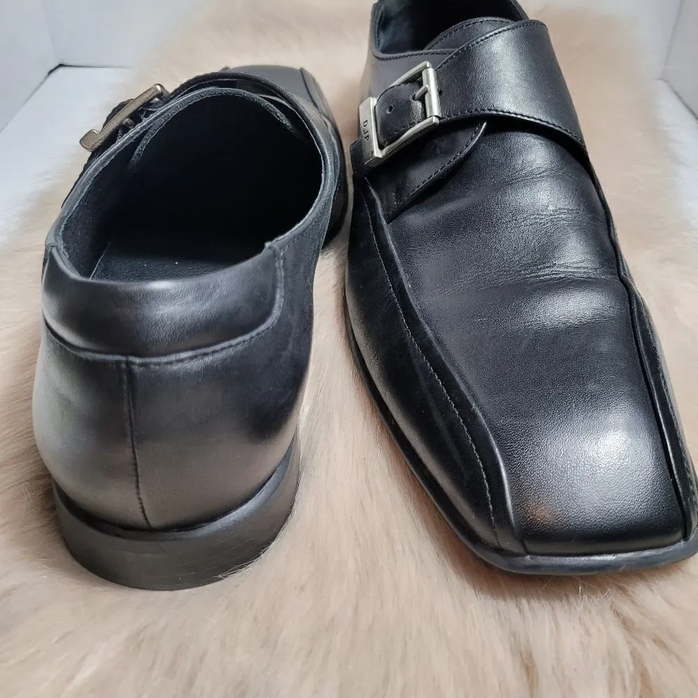 Donald J. Pliner Single Monk Strap Black Leather Mens Shoes Size 11